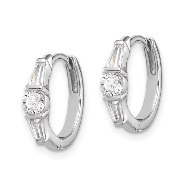 Sterling Silver CZ Hinged Hoop Earrings Image 2 Morin Jewelers Southbridge, MA