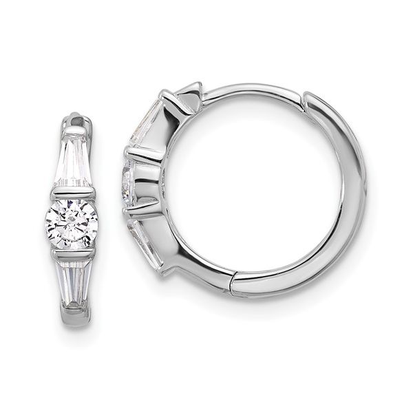 Sterling Silver CZ Hinged Hoop Earrings Morin Jewelers Southbridge, MA