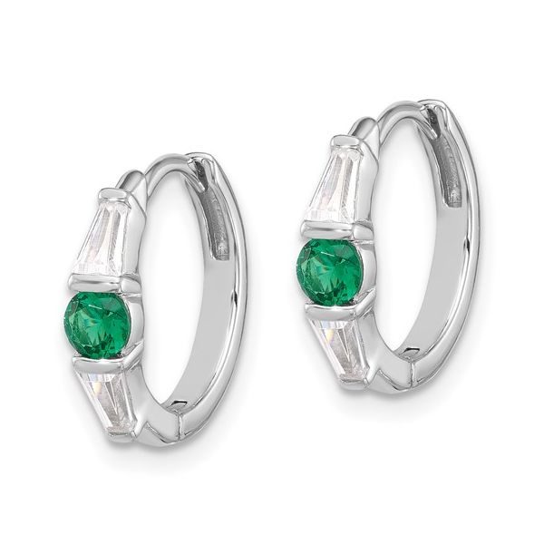 Sterling Silver Emerald Hoop Earrings Image 2 Morin Jewelers Southbridge, MA