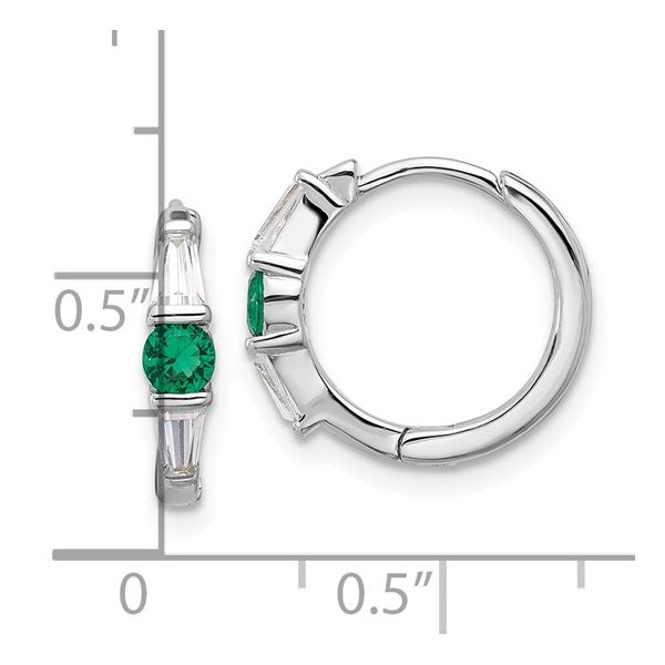 Sterling Silver Emerald Hoop Earrings Image 4 Morin Jewelers Southbridge, MA