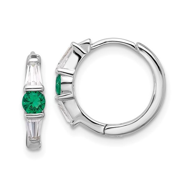 Sterling Silver Emerald Hoop Earrings Morin Jewelers Southbridge, MA