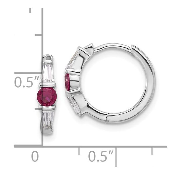 Sterling Silver Ruby Hoop Earrings Image 4 Morin Jewelers Southbridge, MA