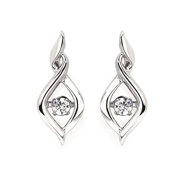 Sterling Silver Diamond Spiral Tear Drop Earrings Morin Jewelers Southbridge, MA