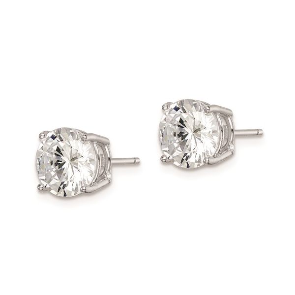 Sterling Silver Round CZ Stud Earrings Image 2 Morin Jewelers Southbridge, MA