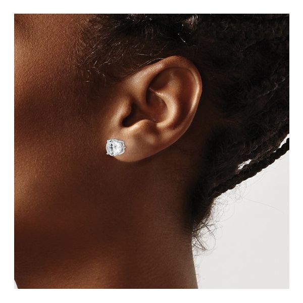 Sterling Silver Round CZ Stud Earrings Image 3 Morin Jewelers Southbridge, MA