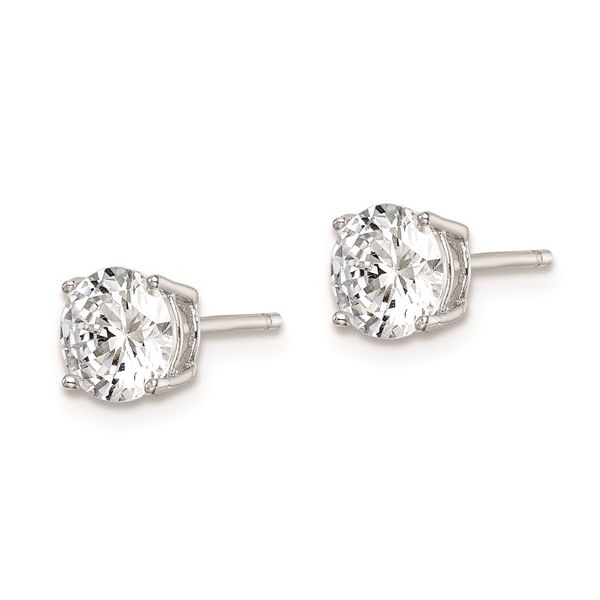 Sterling Silver Round CZ Stud Earrings Image 2 Morin Jewelers Southbridge, MA