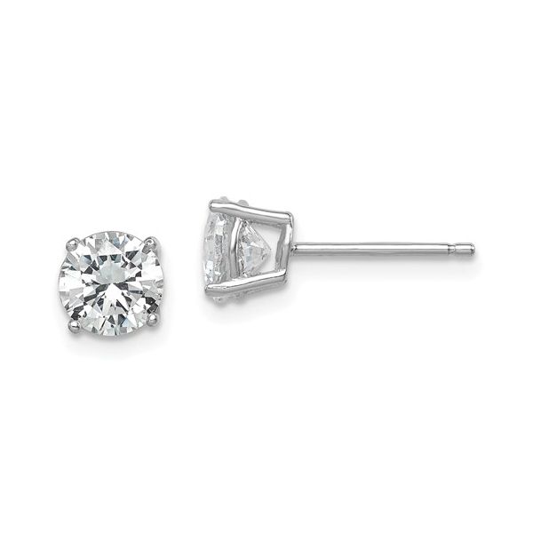 Sterling Silver Round CZ Stud Earrings Morin Jewelers Southbridge, MA