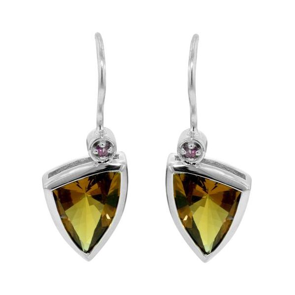 Sterling Silver Cognac Quartz and Rhodolite Garnet Drop Earrings Morin Jewelers Southbridge, MA