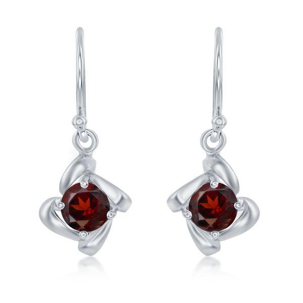 Sterling Silver Garnet Drop Earrings Morin Jewelers Southbridge, MA