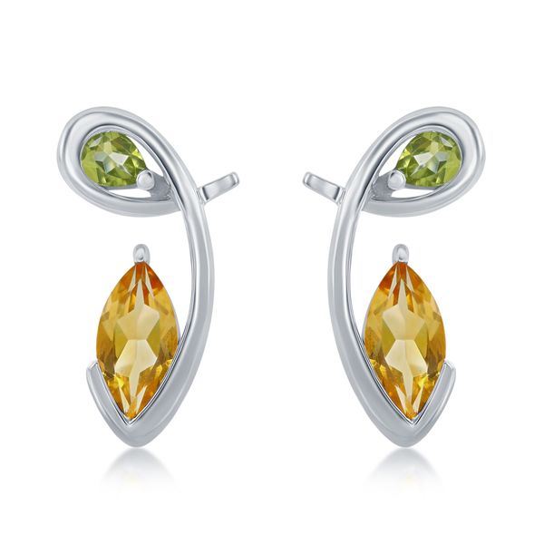 Sterling Silver Golden Citron and Peridot Earrings Morin Jewelers Southbridge, MA