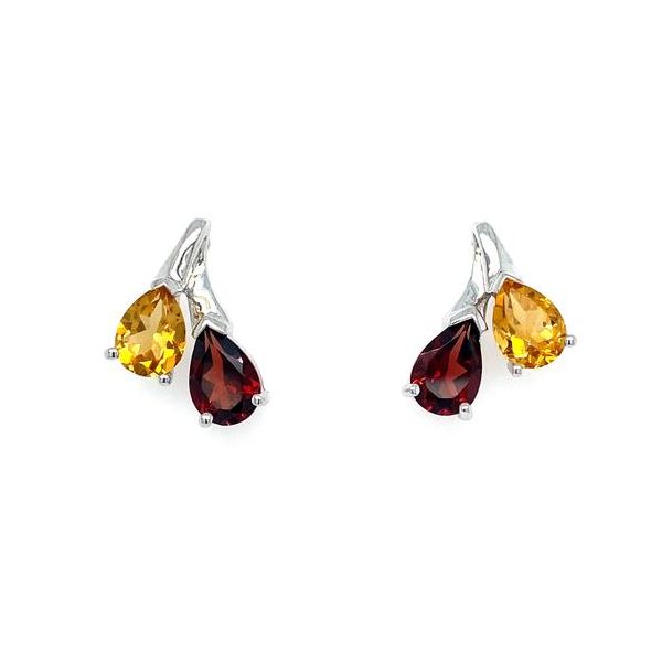 Sterling Silver Garnet and Golden Citrine Earrings Morin Jewelers Southbridge, MA