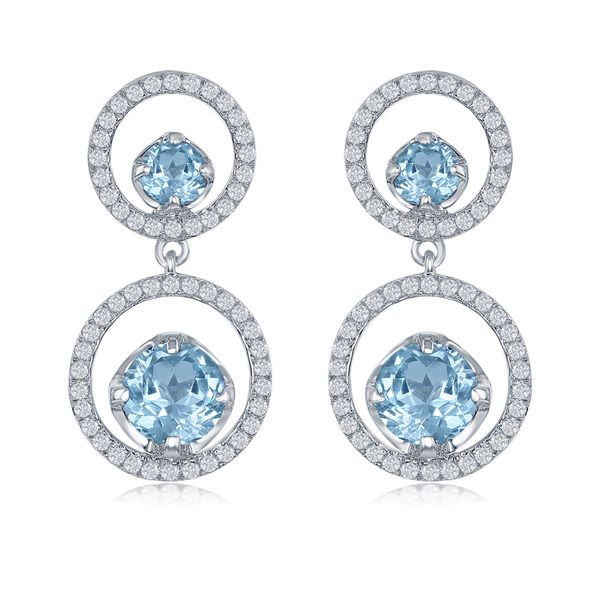 Sterling Silver Blue and White Topaz Drop Earrings Morin Jewelers Southbridge, MA