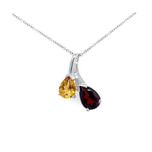 Sterling Silver Golden Citron and Garnet Pendant Morin Jewelers Southbridge, MA