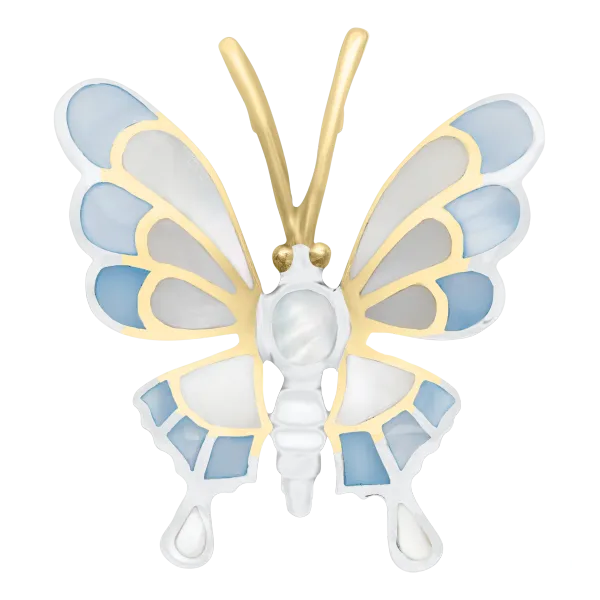 Sterling Silver KOVEL Blue and White Butterfly Pendant Morin Jewelers Southbridge, MA