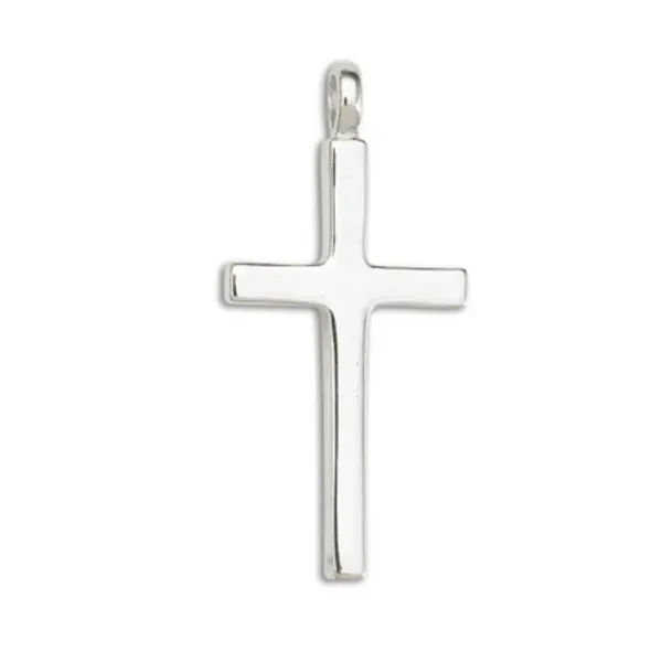 Solid Sterling Silver Large Block Cross Pendant Morin Jewelers Southbridge, MA