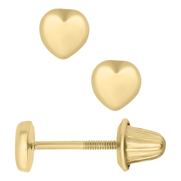 14KT Gold Heart Pierced Safety Post Earrings Image 2 Morin Jewelers Southbridge, MA