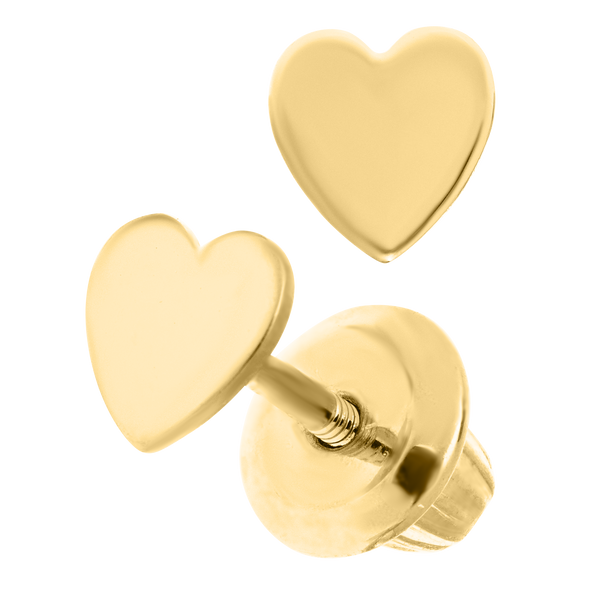 14KT Gold Heart Pierced Safety Post Earrings Morin Jewelers Southbridge, MA