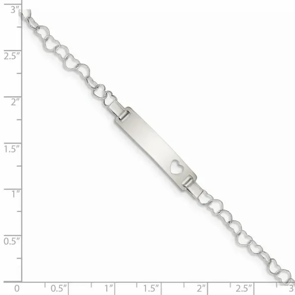 Sterling Silver Heart ID Bracelet on Heart Shaped Link Chain Image 2 Morin Jewelers Southbridge, MA