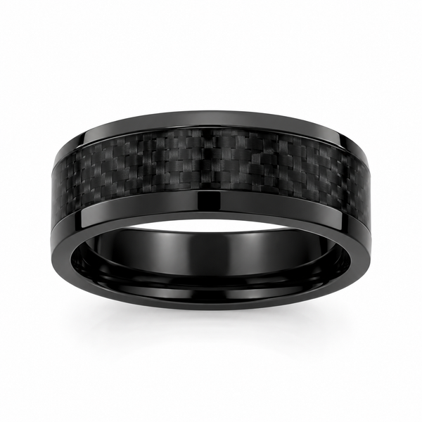 8mm Black Ceramic Pipe Black Carbon Fiber Ring Morin Jewelers Southbridge, MA