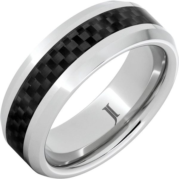 Black Ice Serinium Men's Ring 8mm with High-Tech Black Carbon Fiber Inlay Morin Jewelers Southbridge, MA