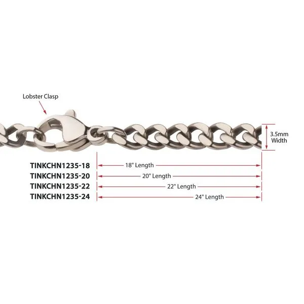 INOX Titanium Flat Curb Chain 3.5mm 18" Necklace Image 5 Morin Jewelers Southbridge, MA