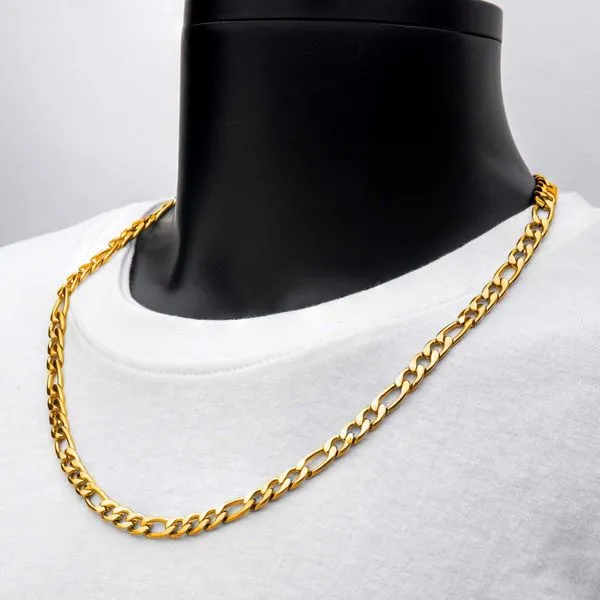 INOX Men's 8mm 18K Gold IP Figaro Chain Necklace Image 3 Morin Jewelers Southbridge, MA