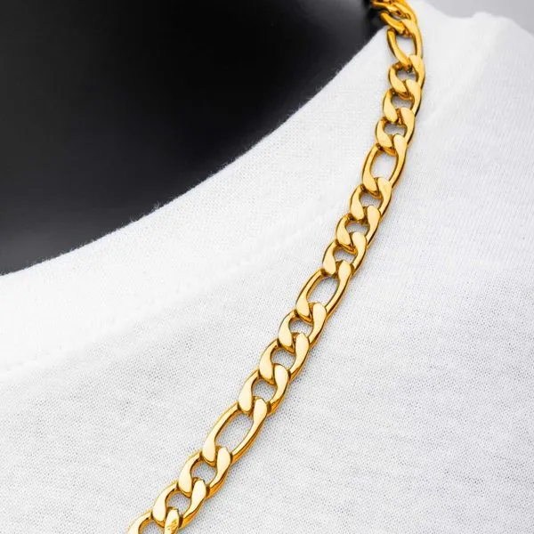 INOX Men's 8mm 18K Gold IP Figaro Chain Necklace Image 4 Morin Jewelers Southbridge, MA