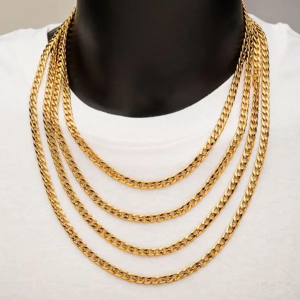 INOX Men's 6mm 18K Gold IP Classic Curb Chain Necklace Image 3 Morin Jewelers Southbridge, MA