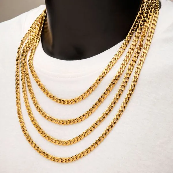 INOX Men's 6mm 18K Gold IP Classic Curb Chain Necklace Image 4 Morin Jewelers Southbridge, MA