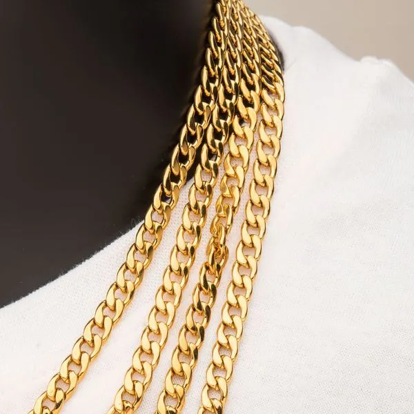 INOX Men's 6mm 18K Gold IP Classic Curb Chain Necklace Image 5 Morin Jewelers Southbridge, MA