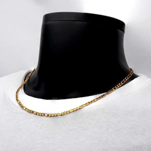 INOX Men's 4mm 18K Gold IP Figaro Chain Necklace Image 4 Morin Jewelers Southbridge, MA