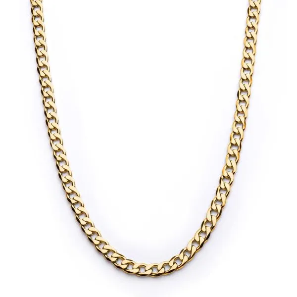 Men's 8mm 18K Gold IP Bevel Curb Chain Necklace Image 2 Morin Jewelers Southbridge, MA