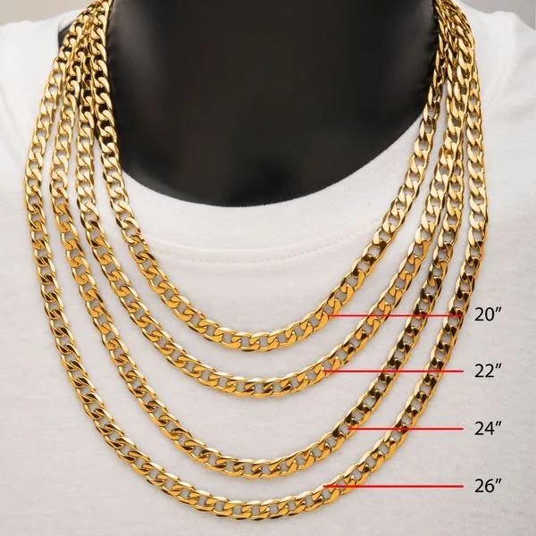 Men's 8mm 18K Gold IP Bevel Curb Chain Necklace Image 4 Morin Jewelers Southbridge, MA