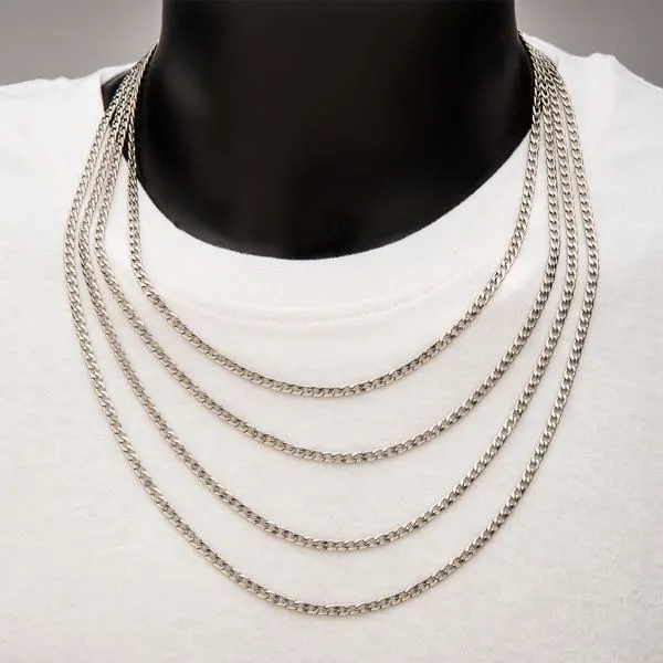 INOX Men's Stainless Steel 4mm Classic Curb Chain Necklace Image 4 Morin Jewelers Southbridge, MA