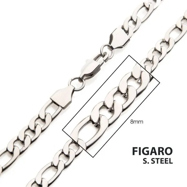 INOX Mens Figaro Stainless Steel Chain Necklace
