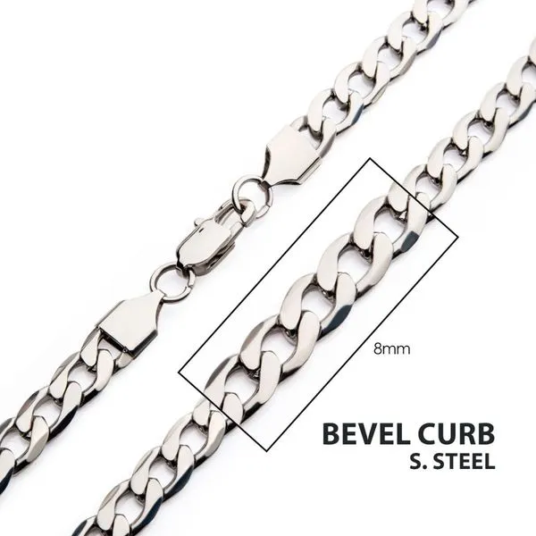 INOX Men's Stainless Steel Bevel Curb Chain Necklace Morin Jewelers Southbridge, MA