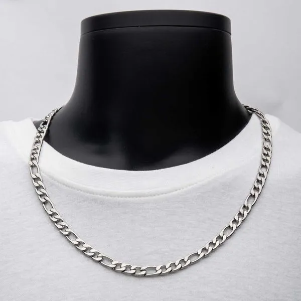 INOX Mens Figaro Stainless Steel Chain Necklace