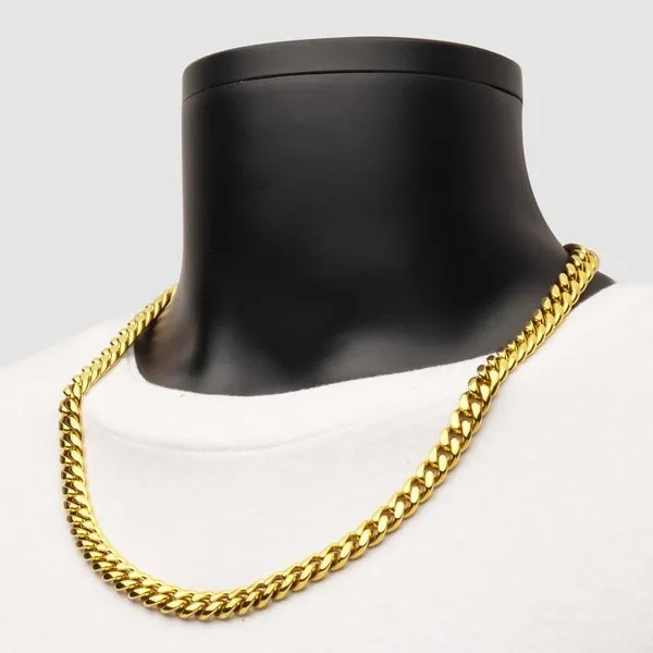 INOX Men's Miami Cuban Chain 18K Gold IP w/ Lab-Grown Diamonds Image 3 Morin Jewelers Southbridge, MA