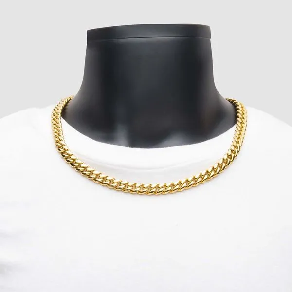 INOX Men's Miami Cuban Chain 18K Gold IP w/ Lab-Grown Diamonds Image 4 Morin Jewelers Southbridge, MA