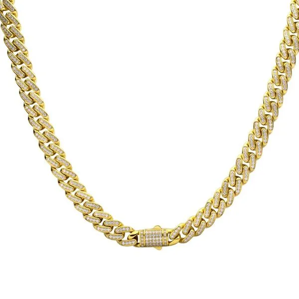 INOX Mens Miami Cuban Chain18K Gold IP w/ Lab-Grown Diam...