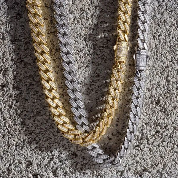 INOX Mens Miami Cuban Chain18K Gold IP w/ Lab-Grown Diam...