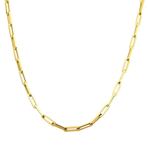 INOX Gold-Tone Stainless Steel Paperclip Chain Necklace Morin Jewelers Southbridge, MA