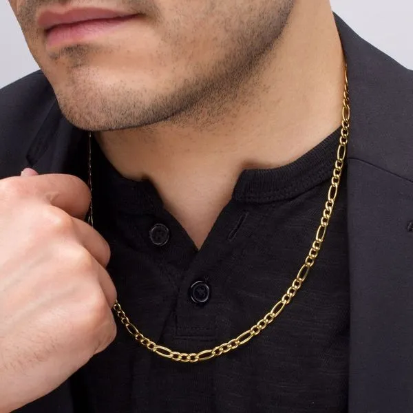 Men's 18Kt Gold IP Titanium Figaro Chain Necklace Image 3 Morin Jewelers Southbridge, MA
