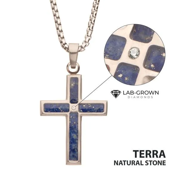 Lapis Lazuli Stone Inlay Cross Pendant Morin Jewelers Southbridge, MA