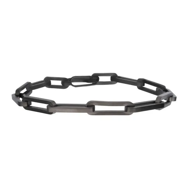 INOX Mens 8.25\ Gunmetal IP Stainless Steel Paperclip Li...