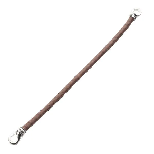 INOX 8.5\ Brown Soft Python Leather Bracelet with Sterlin...