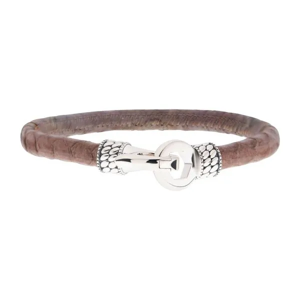 INOX 8.5\ Brown Soft Python Leather Bracelet with Sterlin...