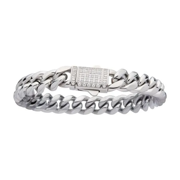 INOX Mens 10mm Miami Cuban Chain Bracelet with 1.5mm & 1...