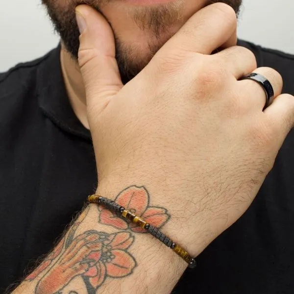 Men's Stainless Steel Magma Tiger Heishi Bead Bracelet Image 3 Morin Jewelers Southbridge, MA