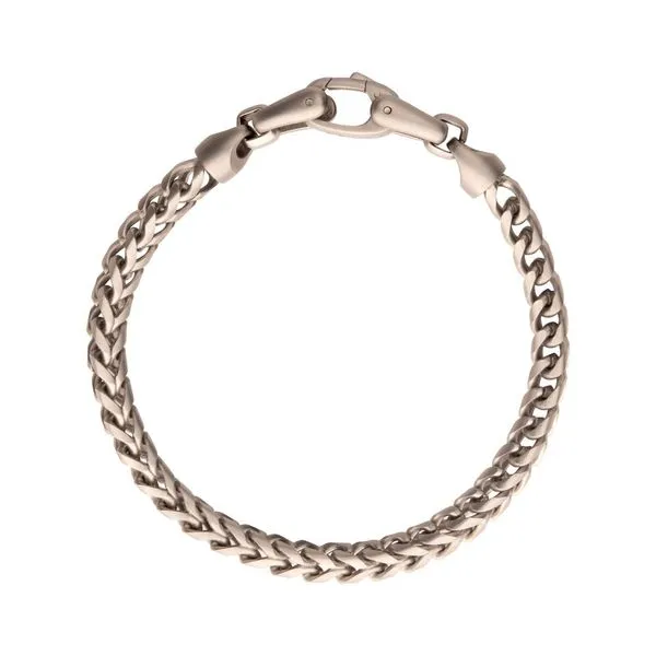 Men's Stainless Steel Sandblast Franco Chain Bracelet Image 2 Morin Jewelers Southbridge, MA